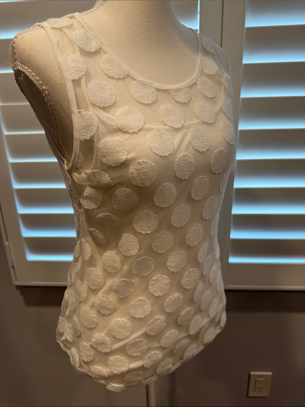Banana Republic Cream Polka Dot Sleeveless Tank
